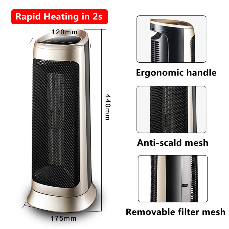 1000w 2000w Fast Heating Quiet Vertical Adjust Thermostat Oscillating Infrared Electric Ceramic PTC Fan Heater with LED Display