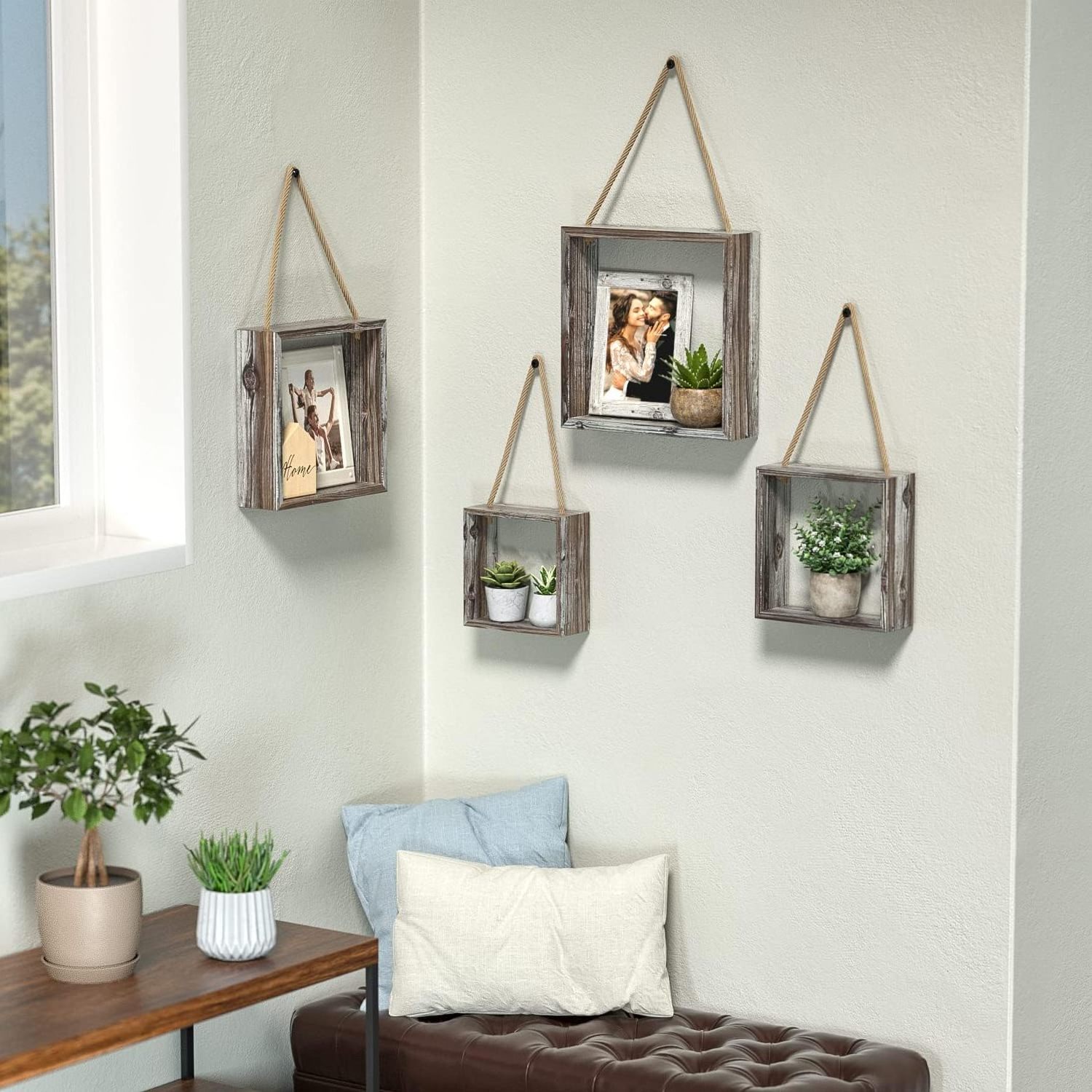 Floating Hanging Square Shelves Wall Mounted Wall Decoration Dining Room Bedroom Creative Decoration Vase Hanging Wall