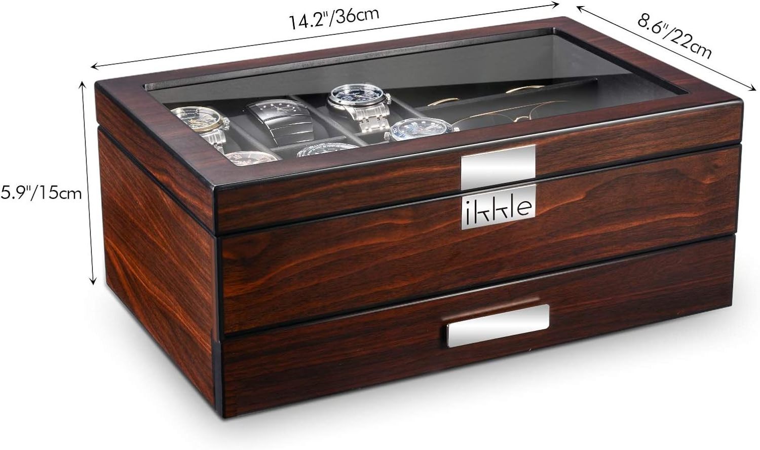 Watch Box Organizer for Men Multipurpose Jewelry Organizer for Sunglasses, Rings, Bracelet,