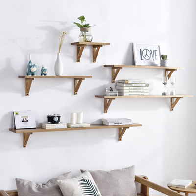 Solid Wood decorative floating wall shelf, hanging display rack