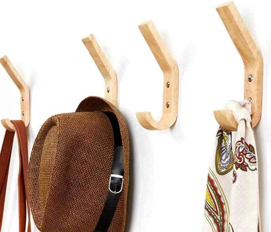 Hot Sale Wooden Coat Hooks ,Natural Oak Wood Hooks Decorative Organizer Heavy Duty Wall Mounted Hooks