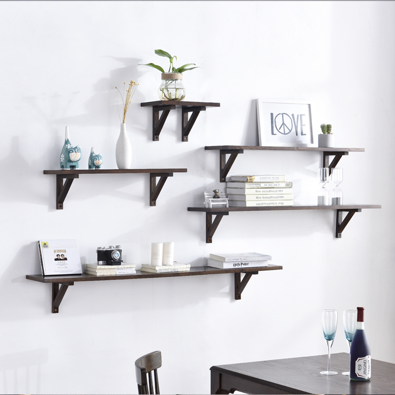 Solid Wood decorative floating wall shelf, hanging display rack