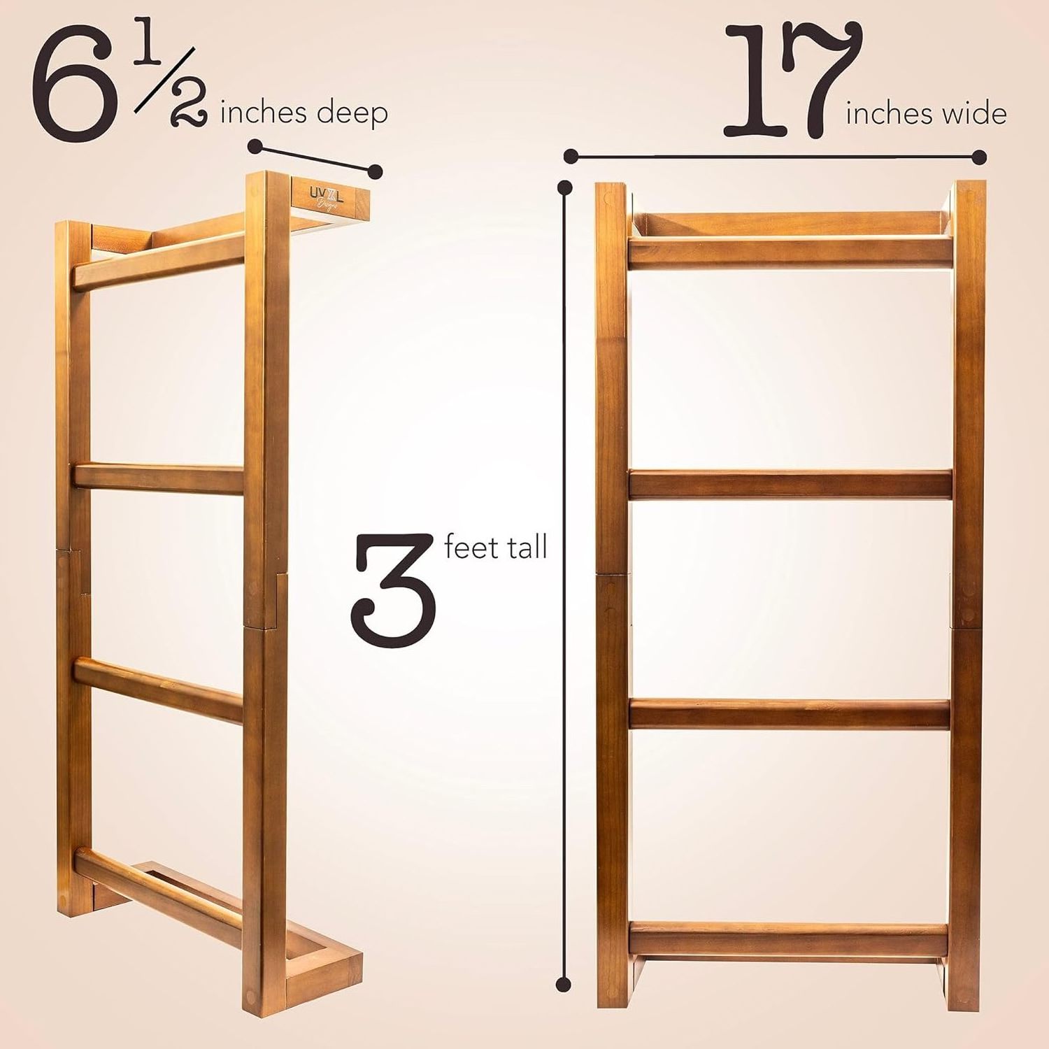 Wooden Wall Mounted Blanket Ladder - Blanket Rack Decorative Quilt Holder for Bathroom, Living Room, Bedroom - Ladder Blanket Ho