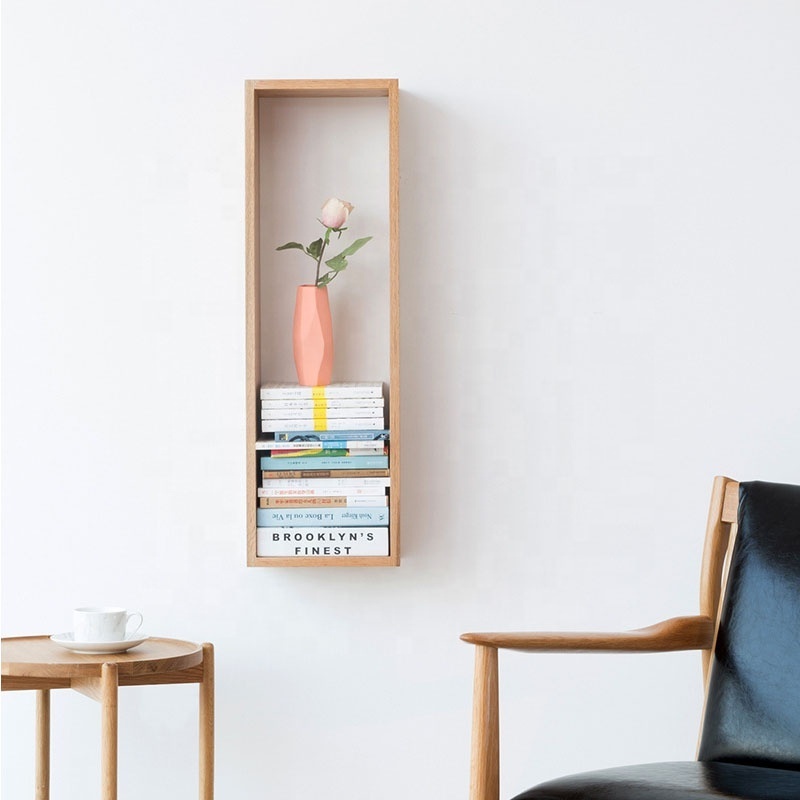 Creative wall hanging wooden rack shelf wooden display shelf for living room