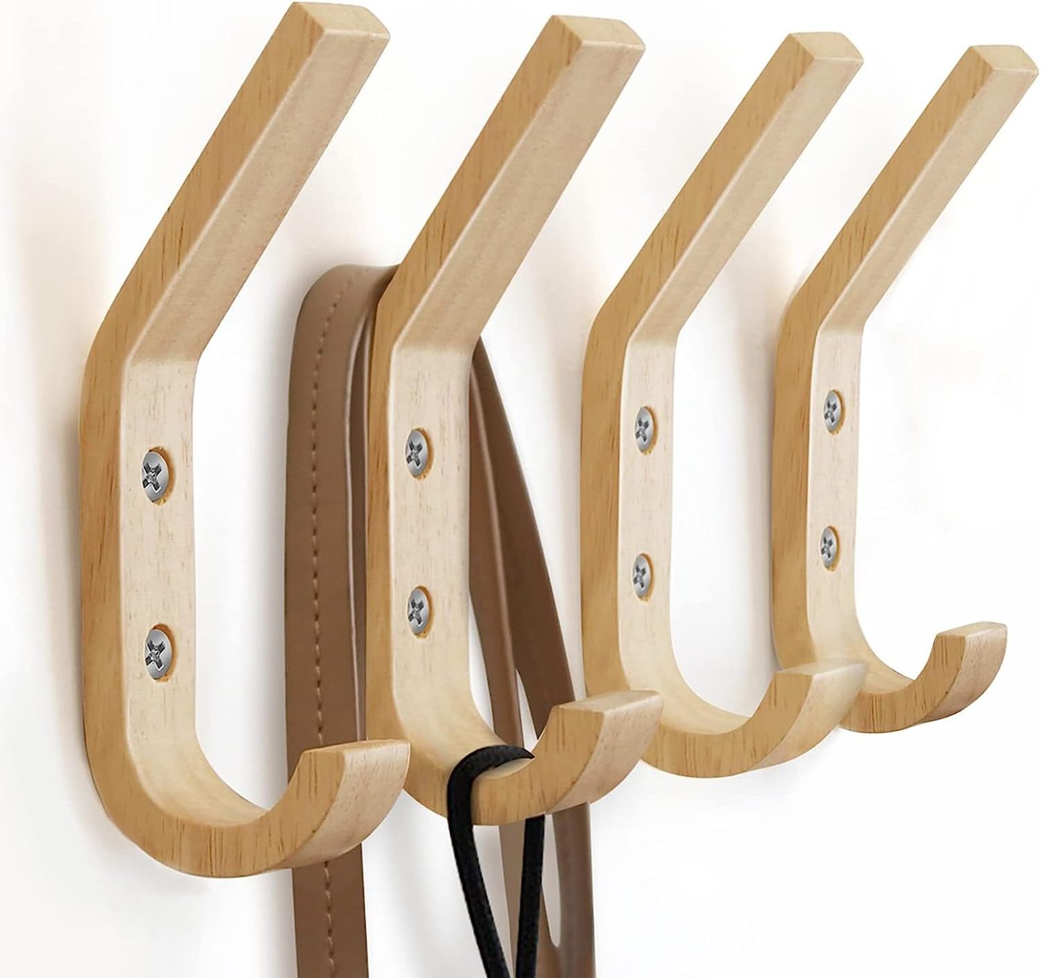 Hot Sale Wooden Coat Hooks ,Natural Oak Wood Hooks Decorative Organizer Heavy Duty Wall Mounted Hooks