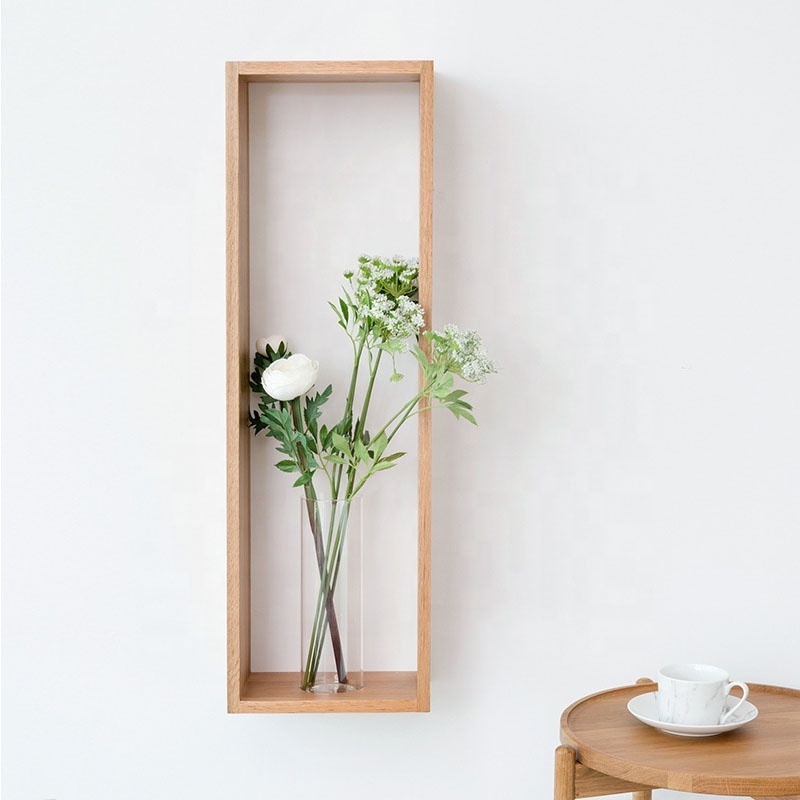 Creative wall hanging wooden rack shelf wooden display shelf for living room