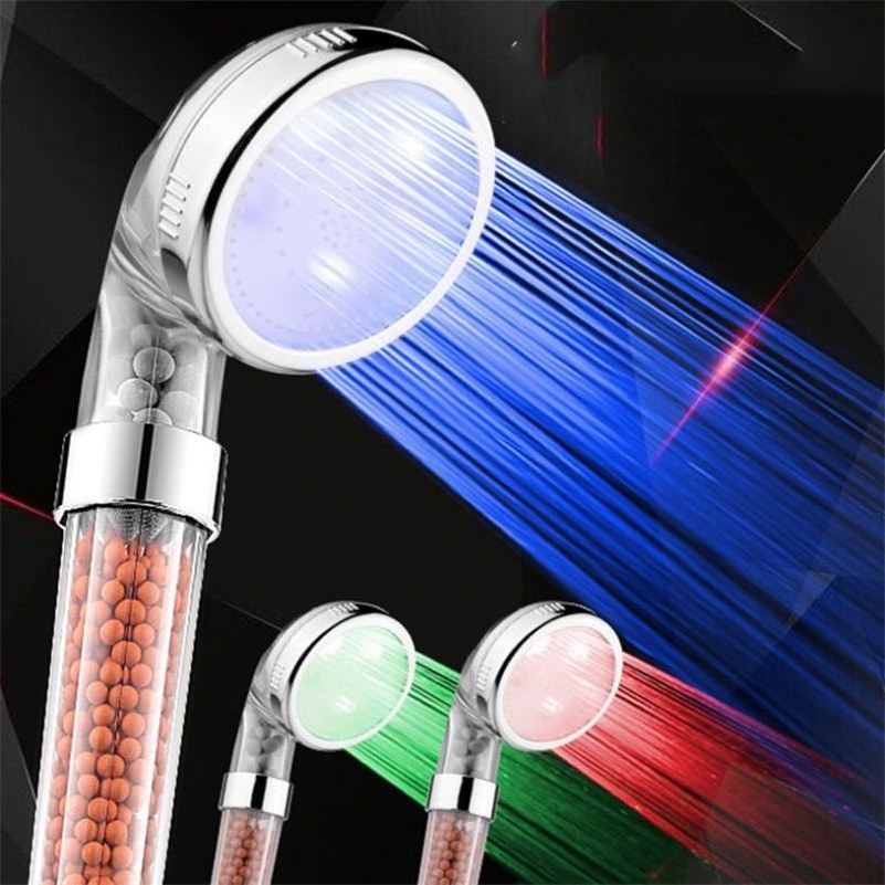 Hot selling handheld plastic LED shower head high pressure water saving bathroom faucet accessories, 7 colors