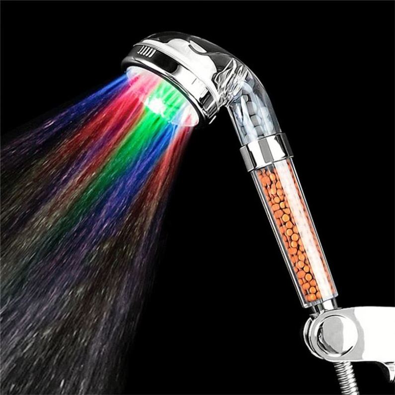 Hot selling handheld plastic LED shower head high pressure water saving bathroom faucet accessories, 7 colors