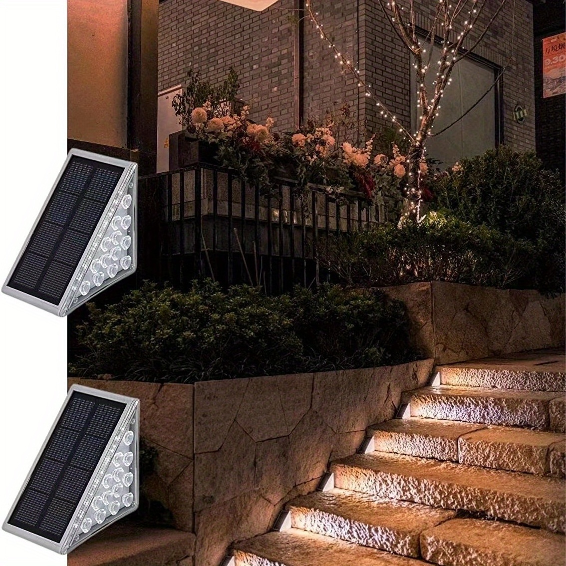 Solar Step Lights LED Solar Stair Lights Outdoor Waterproof Solar Step Lights For Hallway Path Doorway Garage Doorway