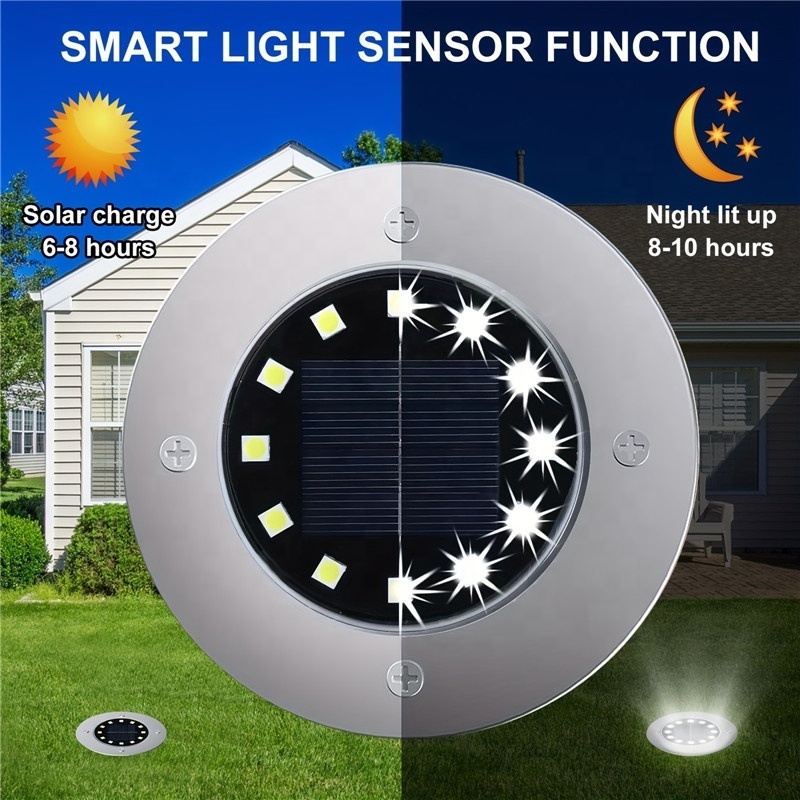 Solar Lights OutdoorBright 12 LEDs, Waterproof, Solar Disc Lights, For Pathway, Garden, Yard, Lawn, Walkway, Driveway