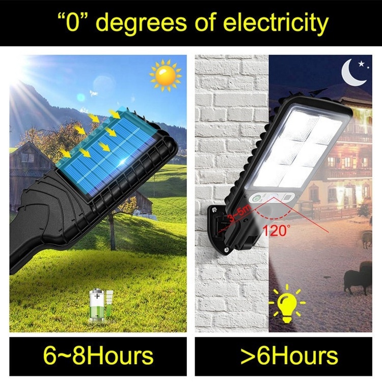 LED solar street lamp outdoor solar lamp with 3-Light mode waterproof motion sensor garden courtyard safety lighting