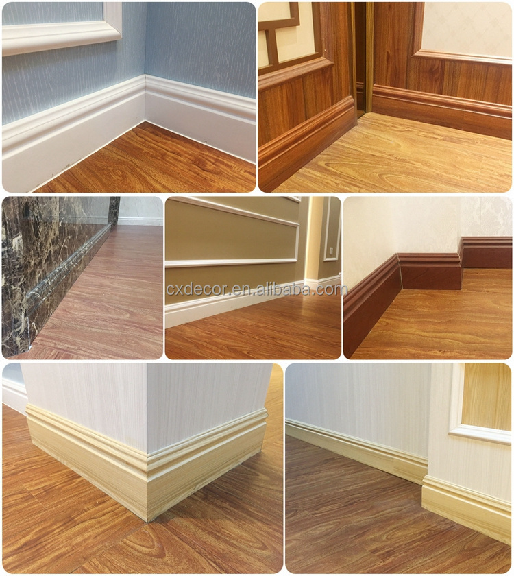 Wooden skirting board covers fireproof baseboard pvc mobile home flooring Accessories ps skirting board