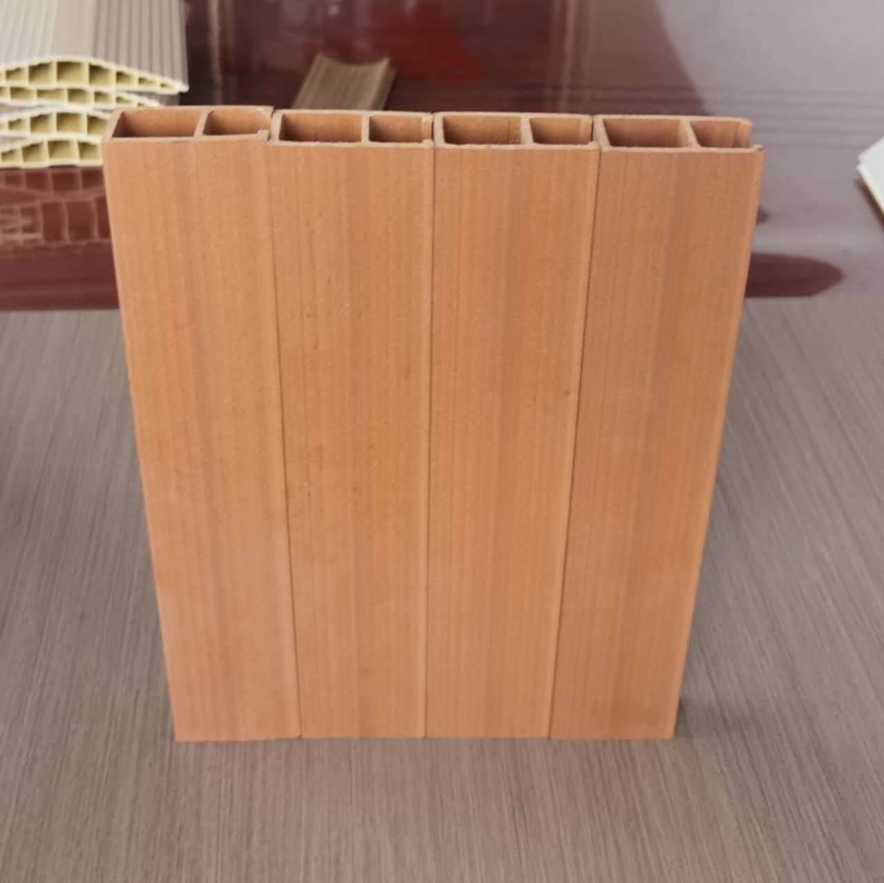 Modern Architecture Square Tube False PVC Ceiling Panel Board For Interior Decorative Wooden Grain Stretch Ceiling Design