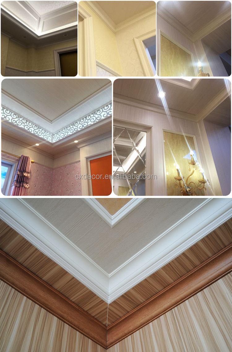 Quick Install 10CM Wide Waterproof PVC Foam Interior Inner Decorative Cornice Crown Moulding For Framing