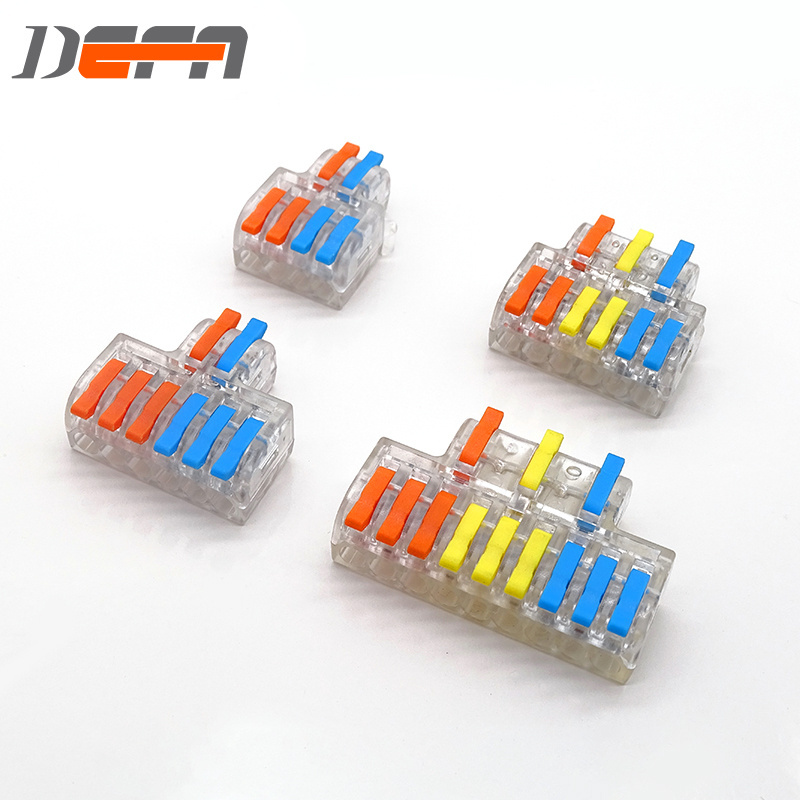 DF-42 Transparent Wire Connector 2 lines in 4 lines out Lever Wire Splitter Quick connection terminal  Mini SPL-42