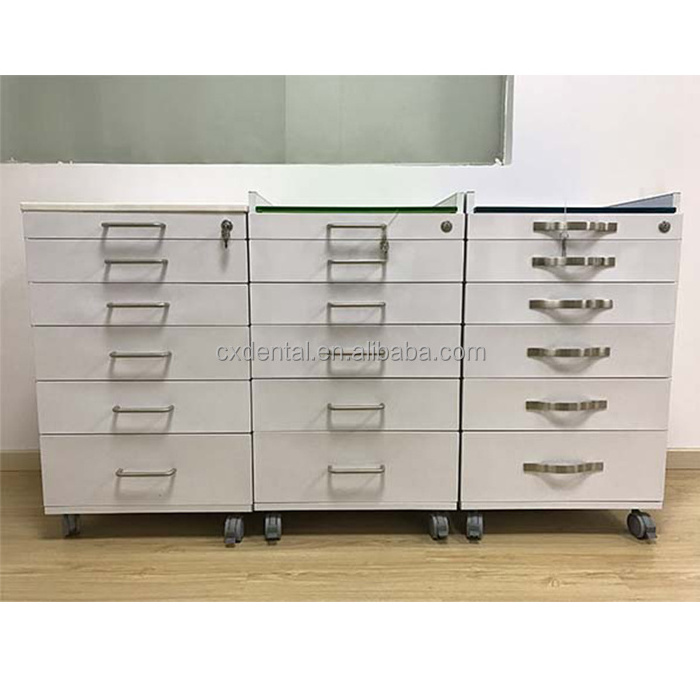 Stainless Steel & Tempering Glass Professional Medical Cabinet Movable Dental Cabinet