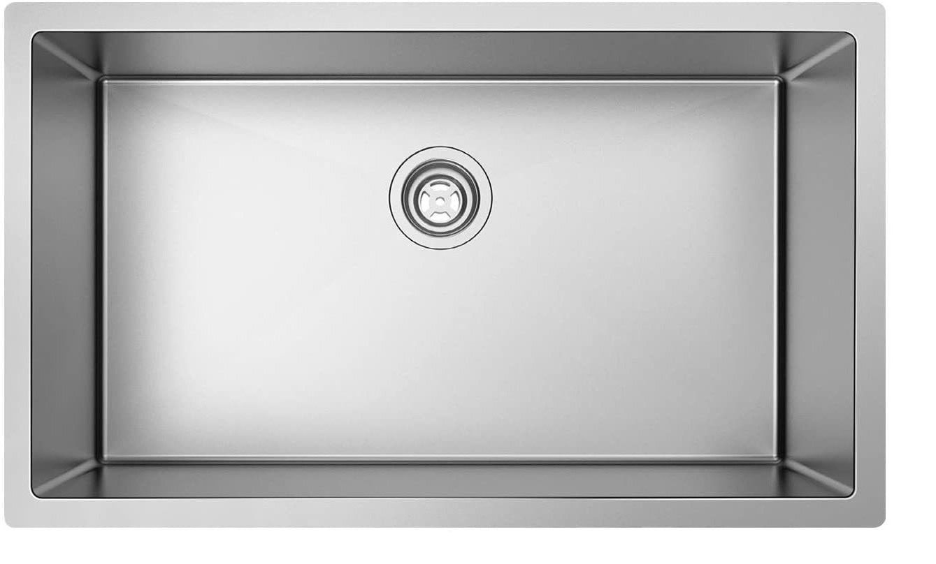 Stainless Steel Kitchen Sink, 18 Gauge Commercial Handmade Single Bowl Kitchen Sinks Workstation Single Basin Brushed Nickel