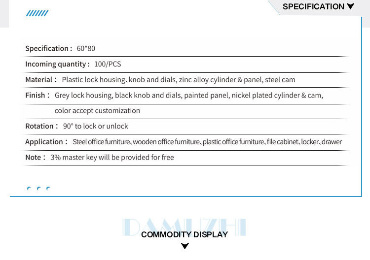 DMZ-6031 High quality plastic 4 digits combination lock with handle for cabinet and furniture