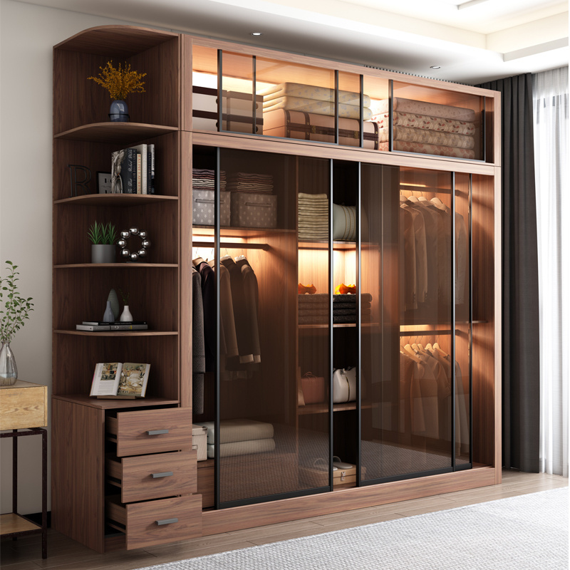 European Minimalist Wardrobe with Shelves Plywood Farmhouse Scandinavian French Bedroom Wardrobe Closet