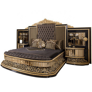 Comfortable Luxury Royal European Style Home Bedroom Furniture Upholstered Wooden Frame Double King Size Bed