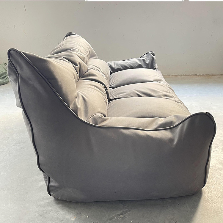 Modern Luxury Customized 3 Seater Comfortable Living Room Upholstery Floor Leisure Lazy Bean Bag Leather Sofa