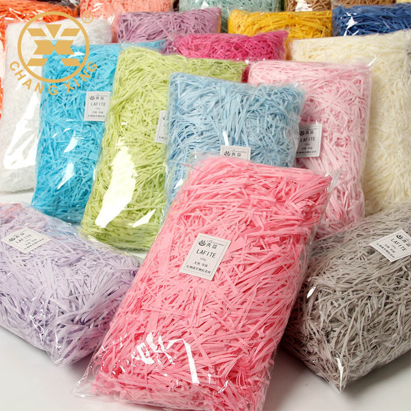 Eco Friendly 500G Packing Color Crinkle Filler Shredded Cut Paper Raffia Lafite Grass For Package Gift Box