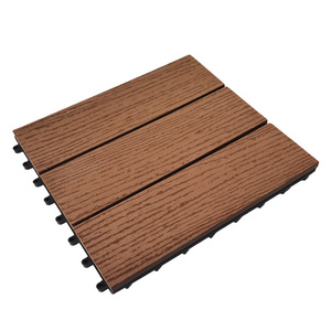 Hot Sale Good Grain Exterior Fluted Wood-Plastic Composite Deck Tiles 30*30CM WPC Garden Terrace Floor Outdoor Interlocking Tile