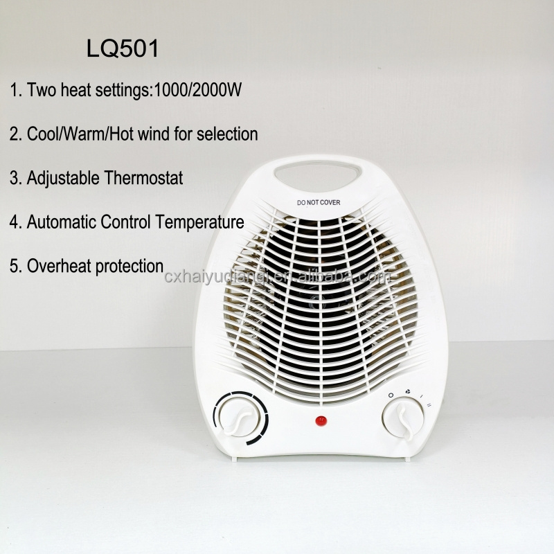 factory supply customized fan heater 2 heat settings hot electric adjustable thermostat household overheat protection portable