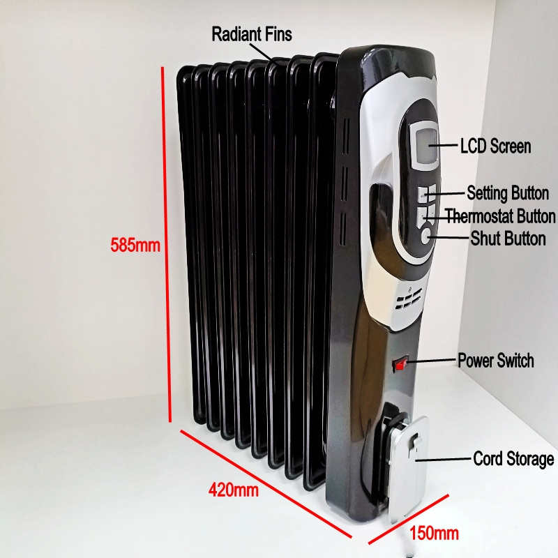 Household 7 fins 9 11 13 Oil Heaters 1500/2500 W Electric Room Heater Oil-filled Radiator with LCD display