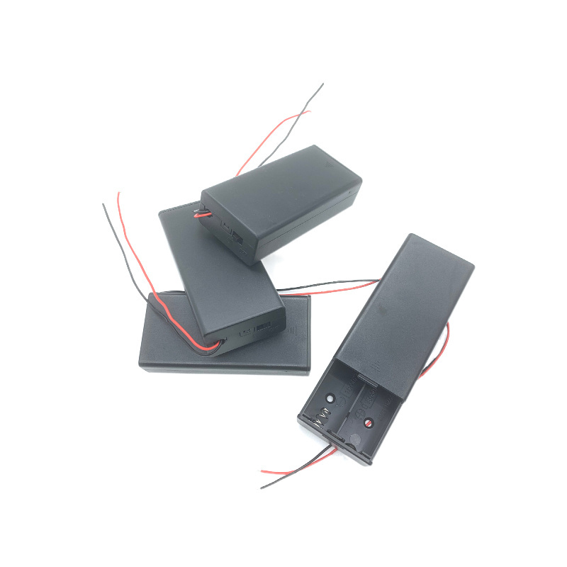 18650 3.7v Battery Holder Case Lead Wire With Switch And Cover Plastic Black Battery Storage Box 18650 Battery Holder