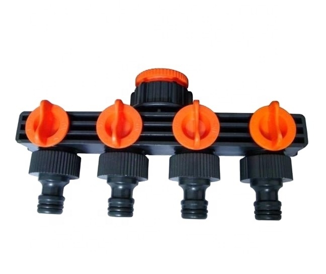 High Quality 3/4'' ABS Plastic 4 Way Garden Hose Guide Connector Water Tap Spliter water splitter With Stop