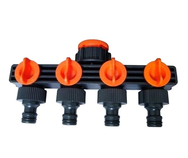 New Model ABS Plastic 4 Way Garden Hose Splitter Tap Female Adaptor Connect With Shut Off Vavel