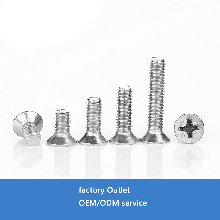 Factory Direct 201 Stainless Steel Fasteners Cross Countersunk Head Machine Screw M3-M6 Flat Head Screw