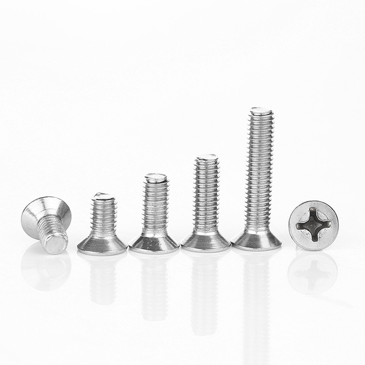 Factory Direct 201 Stainless Steel Fasteners Cross Countersunk Head Machine Screw M3-M6 Flat Head Screw