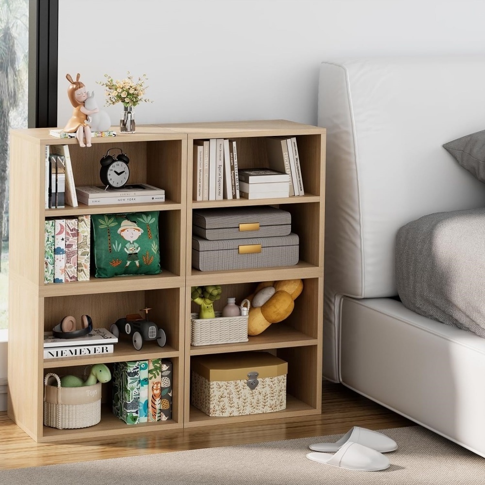 Storage Stackable Storage Shelf bookcase, Cubby Organizer Wooden Display Shelf Closet Organizer