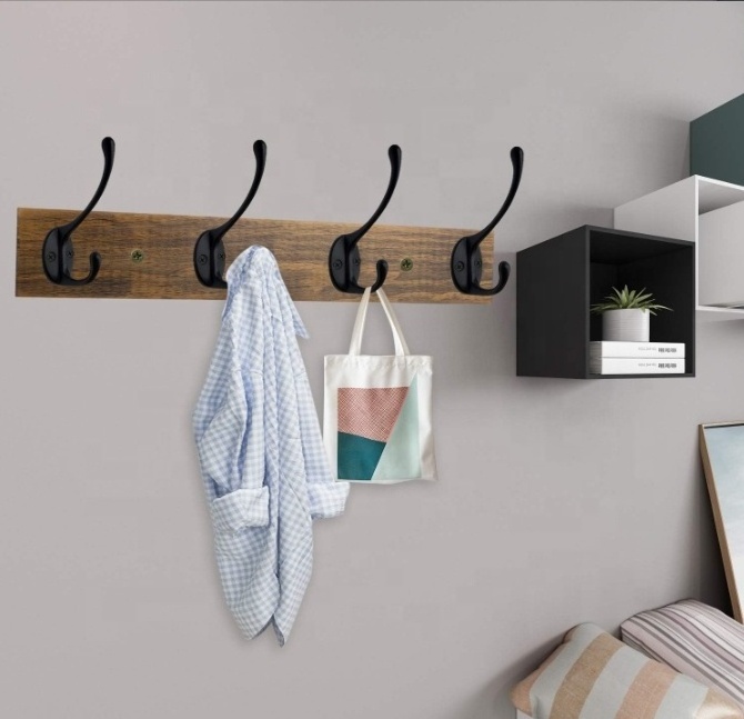 Rustic Wood Rack with 4 Hooks wooden Coat Hook Hanger with hooks Wall Mounted Coat Rack