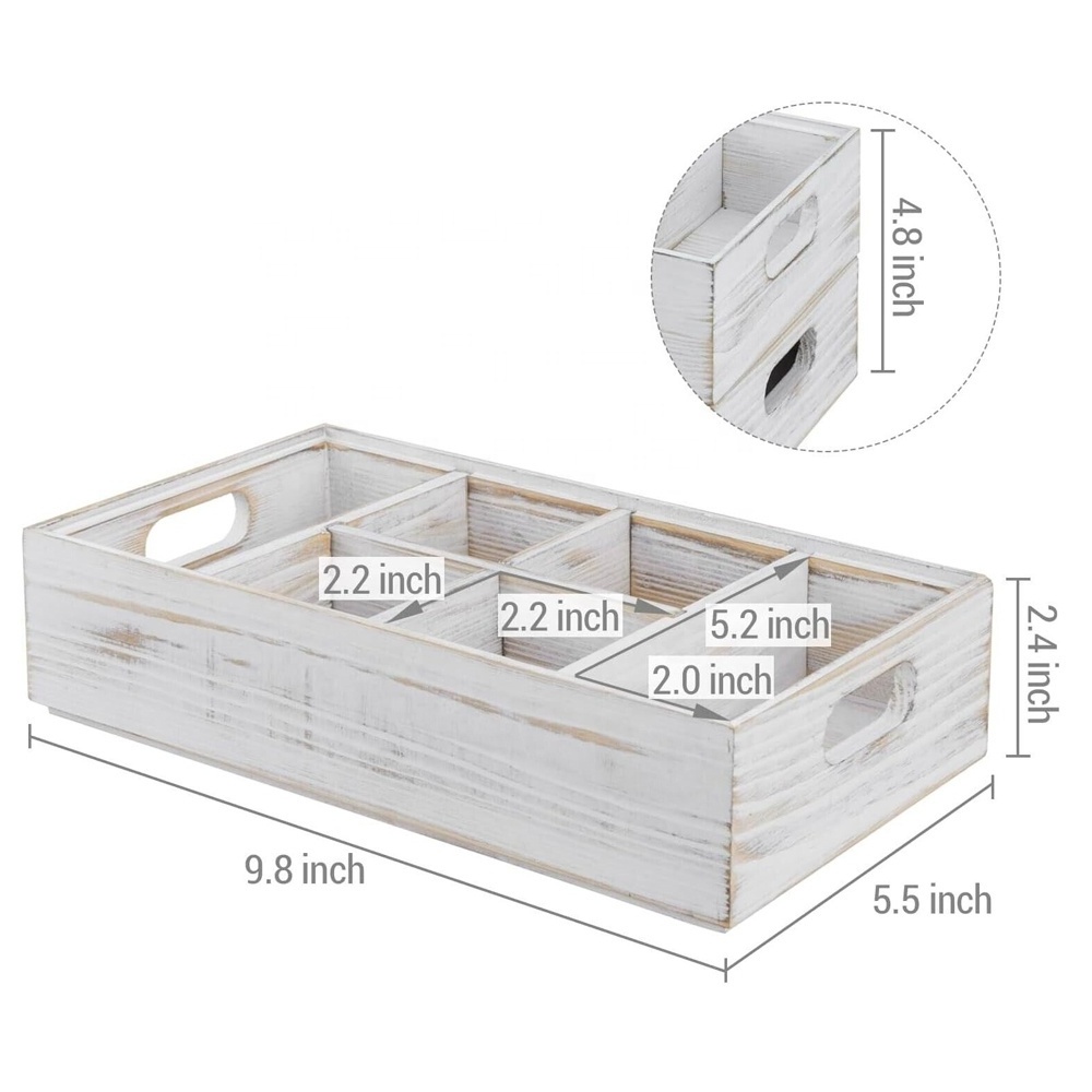 Set of 2 white solid wood vanity storage organizer box  countertop caddy trays Desk organizer box under desk drawer organizer