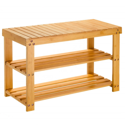 3 Tier Bamboo Shoe Rack Bench - Sturdy Organizer for Entryway, Bedroom, Living Room, Balcony