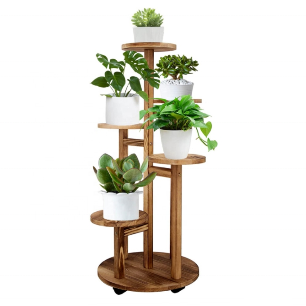 5Tiered Tall Plant Stand for Indoor, Wood Plant Shelf Corner Display Rack, Multi-tier Planter Pot Holder