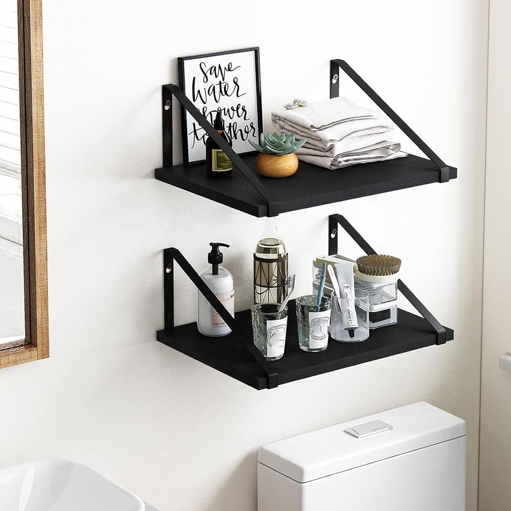 11.8  inch deep floating shelves for wall black shelves wall mounted for storage large storage shelf  for living room kitchen