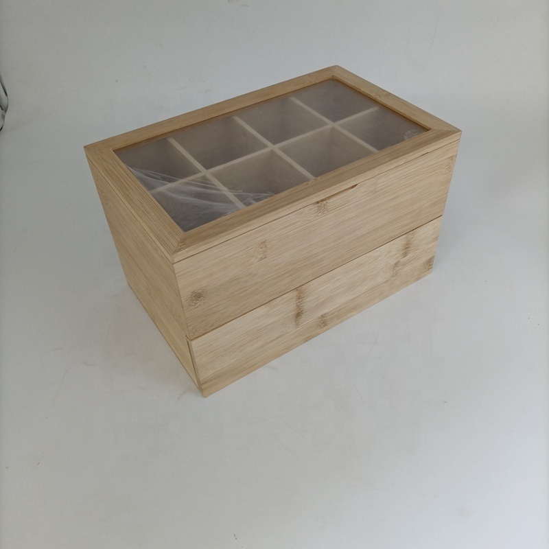 Natural Bamboo Tea Bag Organizer Box Tea Storage Organizer with Lid and Magnetic Closure for Tea bags bamboo storage box