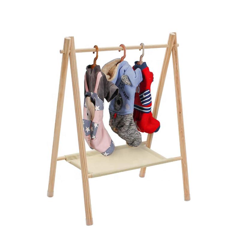 foldable corner baby collapsable stand vertical clothes hanger wood drying rack in balcony for kids