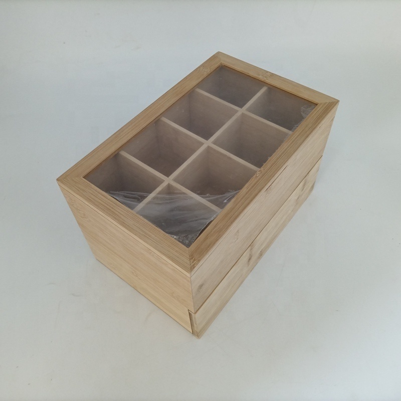 Natural Bamboo Tea Bag Organizer Box Tea Storage Organizer with Lid and Magnetic Closure for Tea bags bamboo storage box