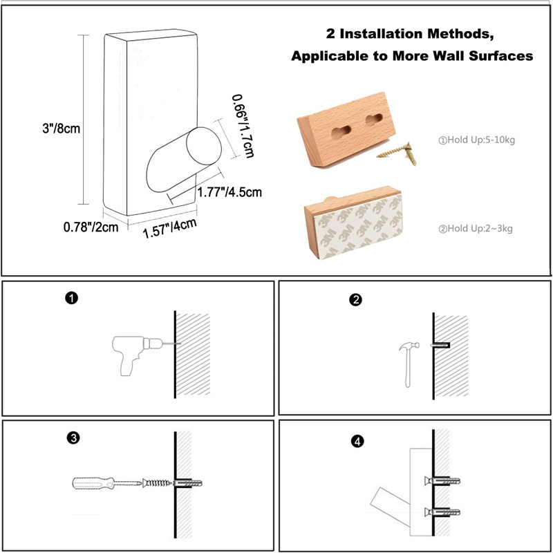 Wall Hooks Hat Rack wood towel rack bathroom towel storage rack with wooden shelves wall hook wood