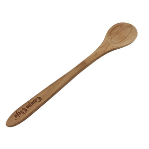 Natural beech wood flat non-paint non-stick pan professional wooden spoons spoon for drink soup serve rice ice cream