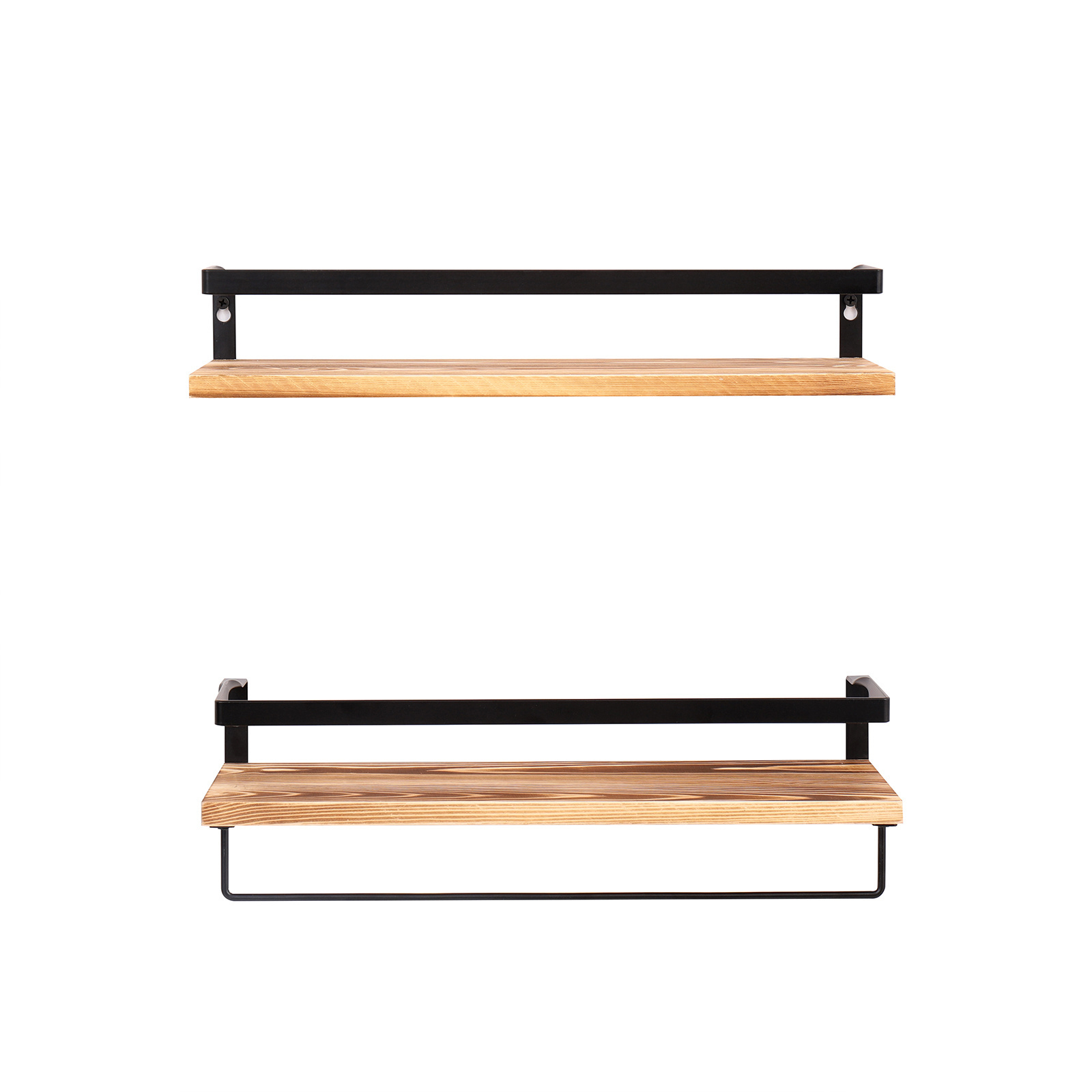 Floating shelves for wall set of 2, Wall decoration mounted storage shelves with metal for bathroom, kitchen, bedroom