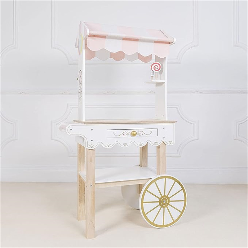 Girls Pretend Play Tea and Cakes food trolley carts for sale mobile food cart with wheels candy food cart