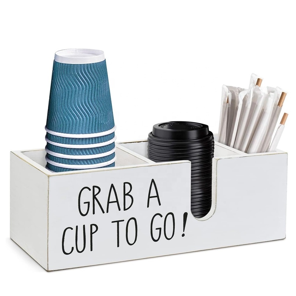 coffee station organizer coffee paper cup holder wood  storage holders & racks Coffee cup dispenser wall mounted