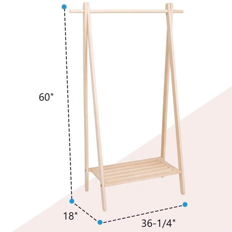 wood clothing rack for child dress up rack with storage shelf kids clothing rack