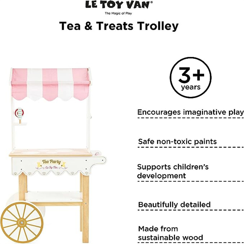 Girls Pretend Play Tea and Cakes food trolley carts for sale mobile food cart with wheels candy food cart